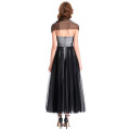 Kate Kasin Strapless Soft Tulle Black Long Vestido de baile com xaile livre KK000132-1